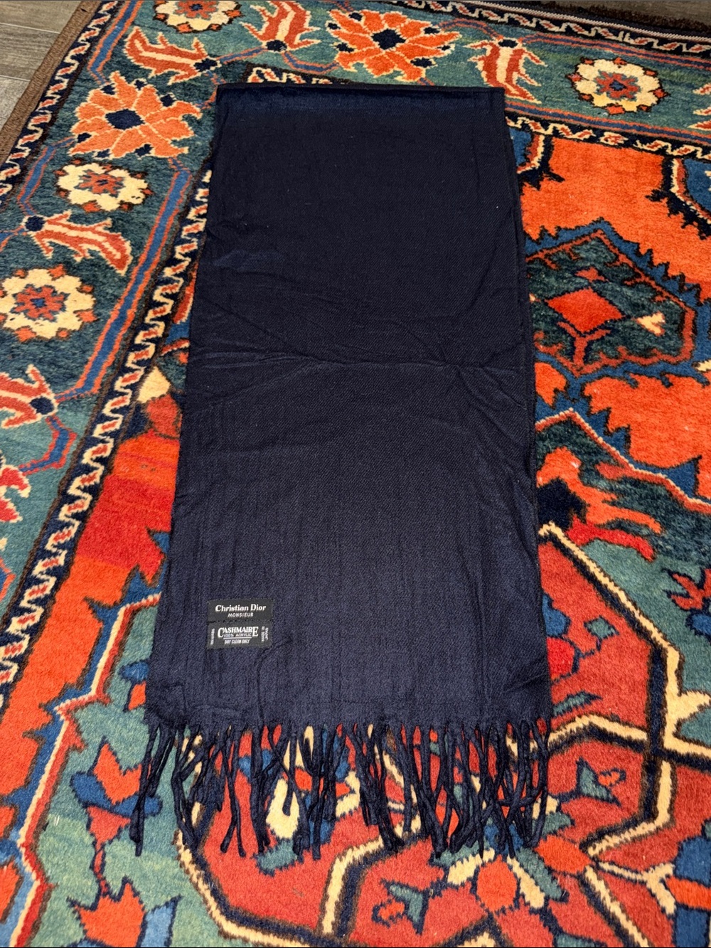Christian Dior Monsieur Cashmaire 100% Acrylic Made in Japan Black Scarf